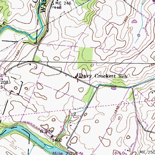 Topographic Map of Davy Crockett School, TN