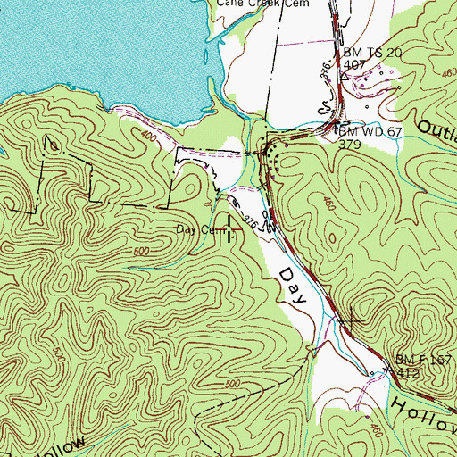 Topographic Map of Day Cemetery, TN