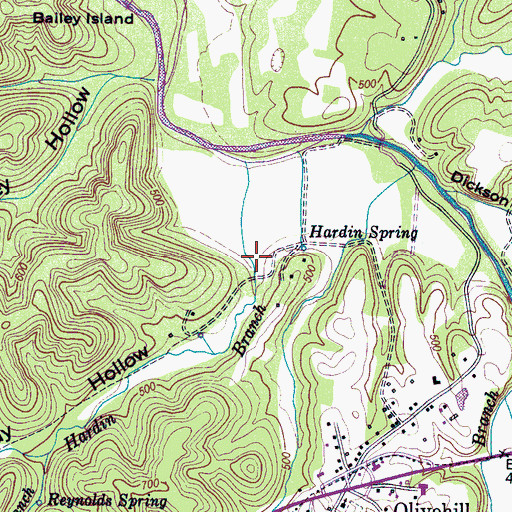 Topographic Map of Day Hollow, TN