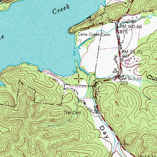 Topographic Map of Day Hollow, TN
