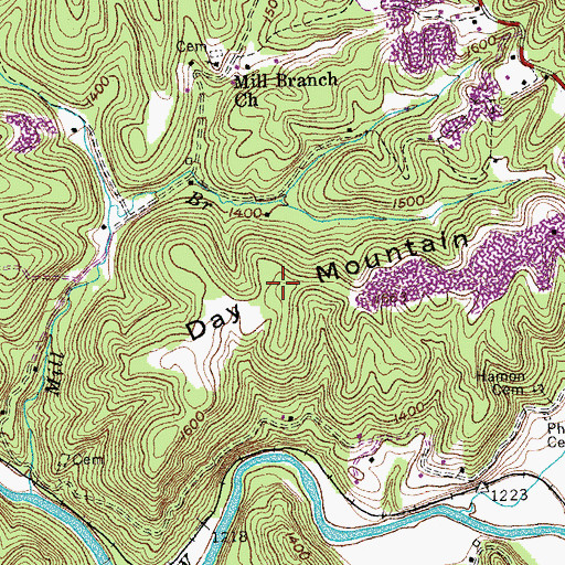 Topographic Map of Day Mountain, TN