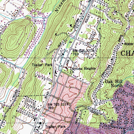 Topographic Map of Day Ona Heights Church, TN