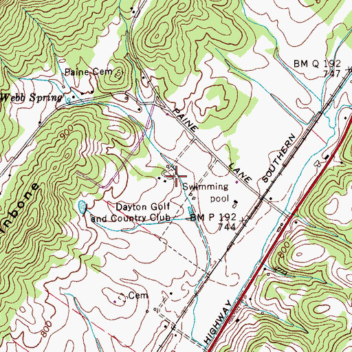 Topographic Map of Dayton Golf and Country Club, TN