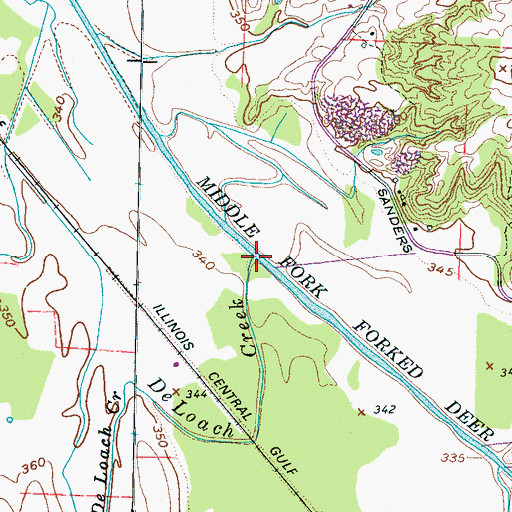 Topographic Map of De Loach Creek, TN