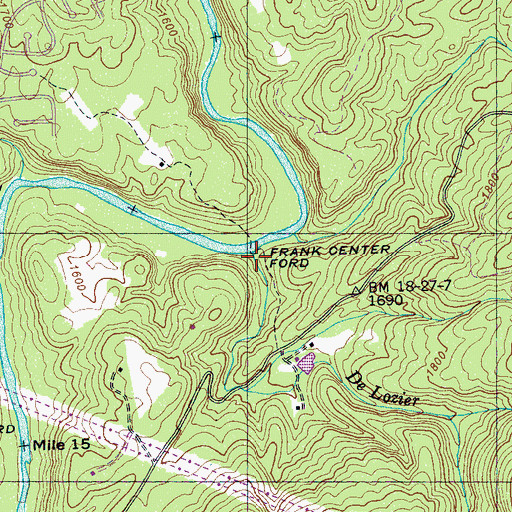 Topographic Map of De Lozier Branch, TN