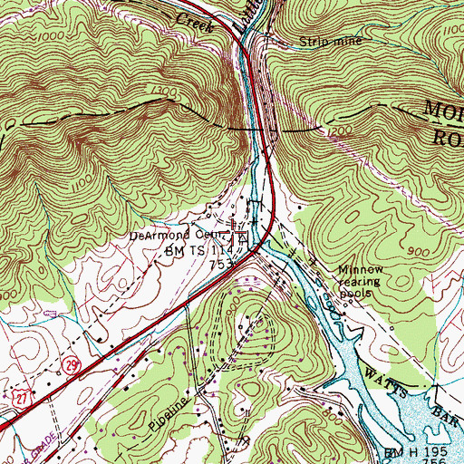 Topographic Map of DeArmond Cemetery, TN