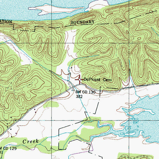 Topographic Map of DePriest Cemetery, TN