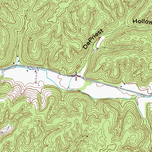 Topographic Map of DePriest Hollow, TN