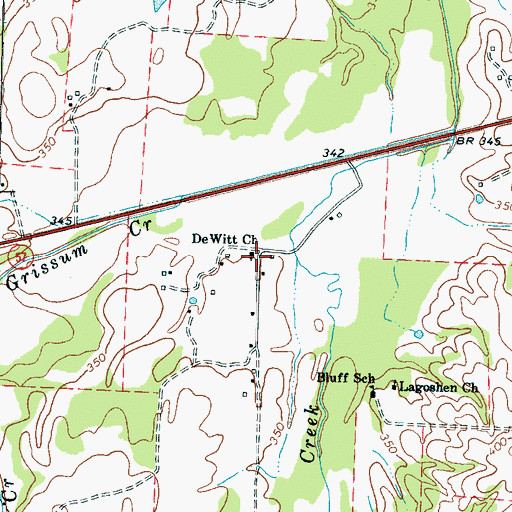Topographic Map of DeWitt Church, TN