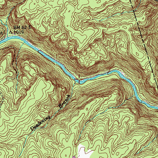 Topographic Map of Deadening Branch, TN