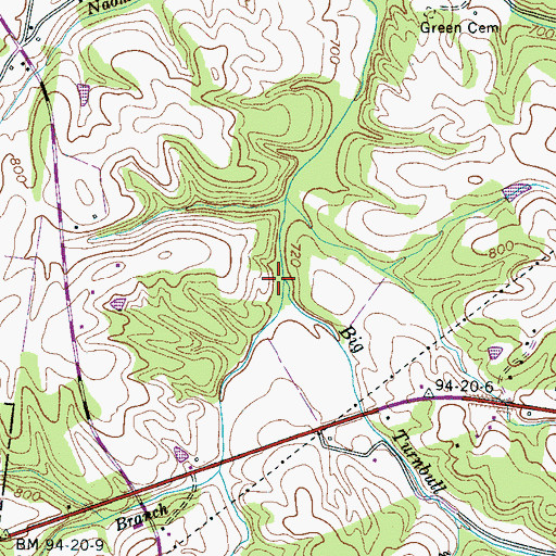 Topographic Map of Deadfall Branch, TN