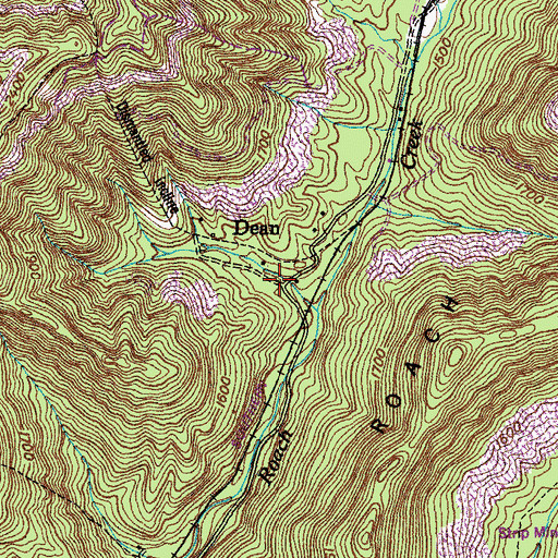 Topographic Map of Dean, TN