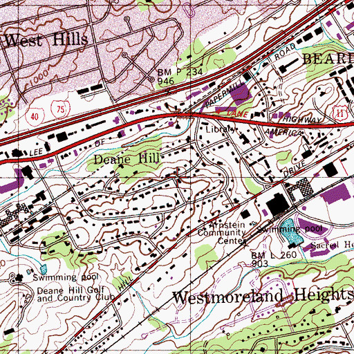 Topographic Map of Deane Hill, TN