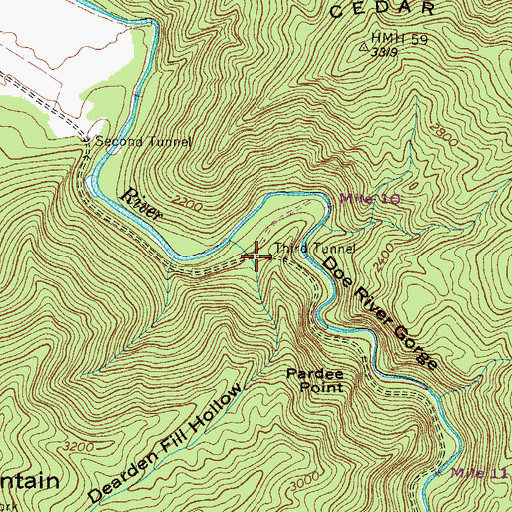 Topographic Map of Dearden Fill Hollow, TN