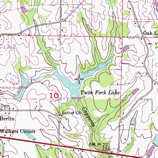 Topographic Map of Twin Fork Lake, AL