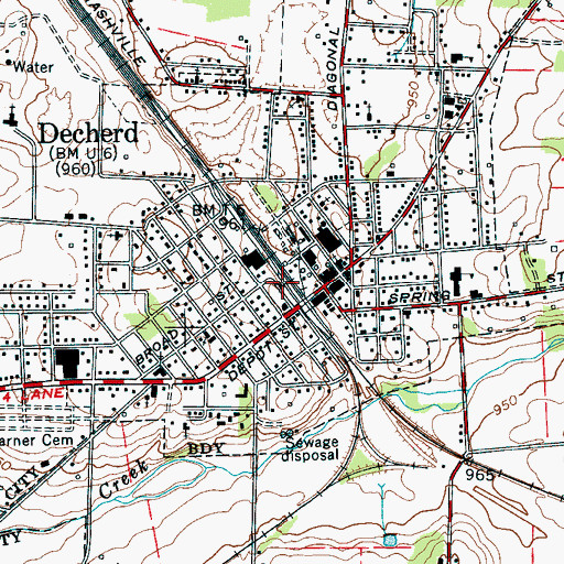 Topographic Map of Decherd, TN