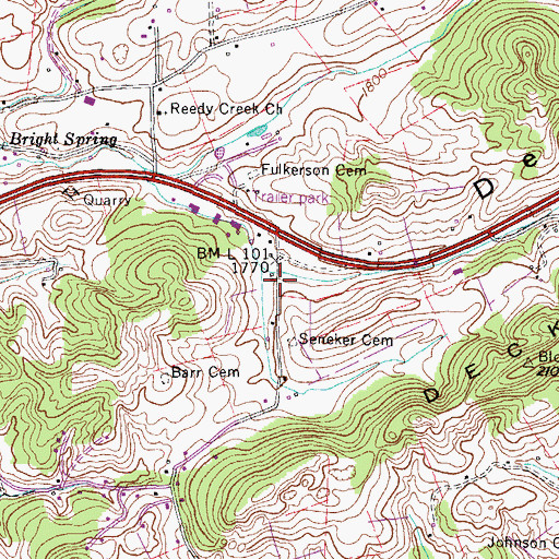 Topographic Map of Deck Valley, TN