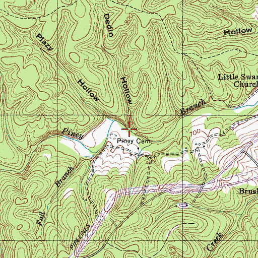 Topographic Map of Dedin Hollow, TN