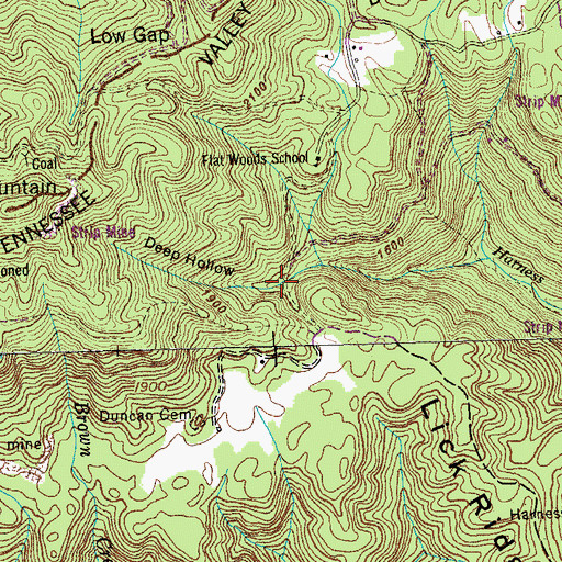 Topographic Map of Deep Hollow, TN