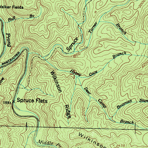 Topographic Map of Deer Camp Branch, TN