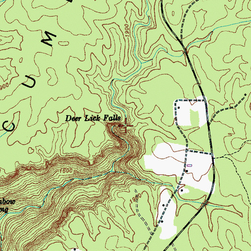 Topographic Map of Deer Lick Falls, TN