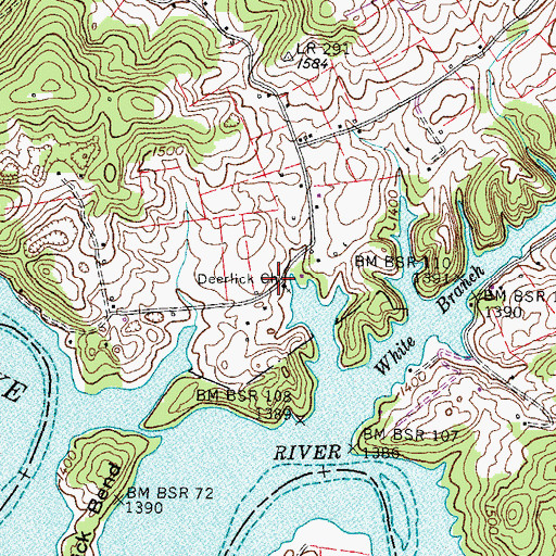 Topographic Map of Deerlick Church, TN