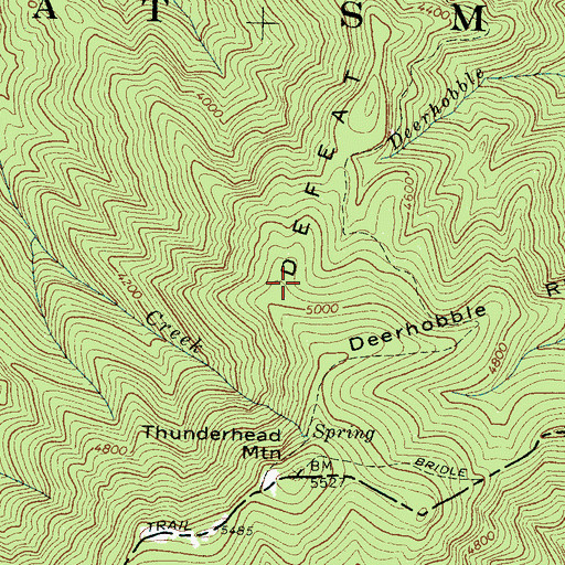 Topographic Map of Defeat Ridge, TN