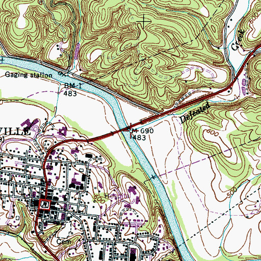 Topographic Map of Defeated Creek, TN