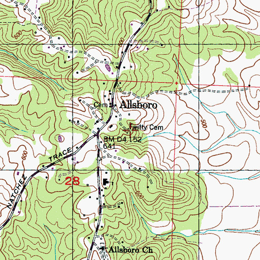 Topographic Map of Twitty Cemetery, AL