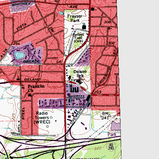 Topographic Map of Delano School, TN