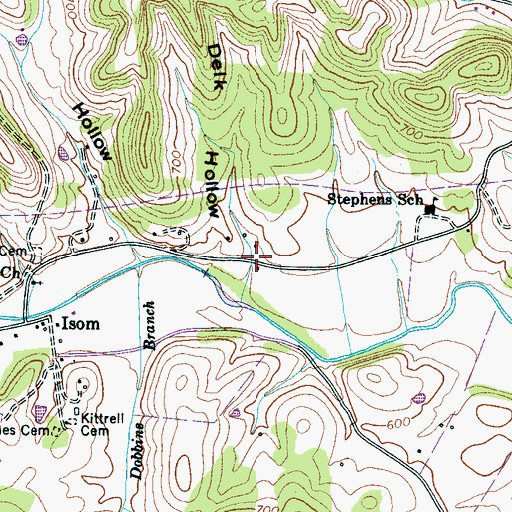 Topographic Map of Delk Hollow, TN