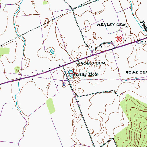 Topographic Map of Delly Hole, TN