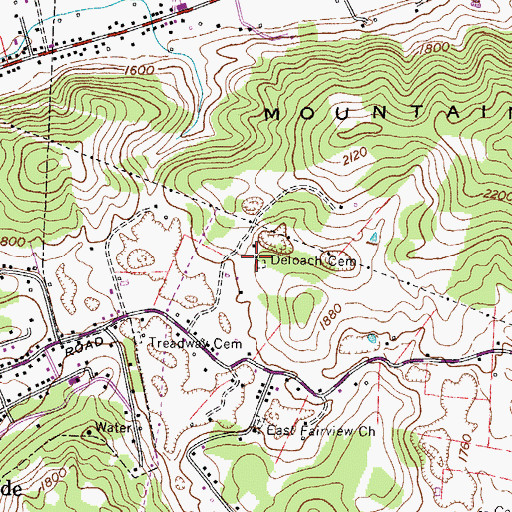 Topographic Map of Deloach Cemetery, TN