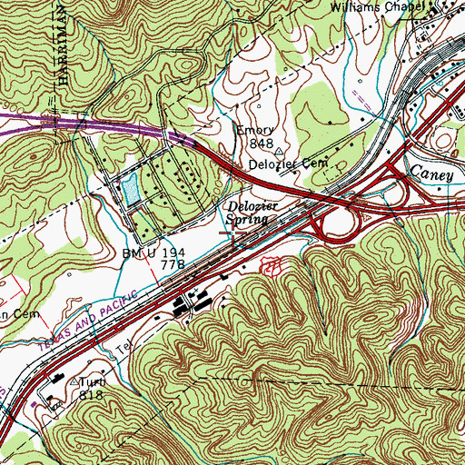 Topographic Map of Delozier Spring, TN