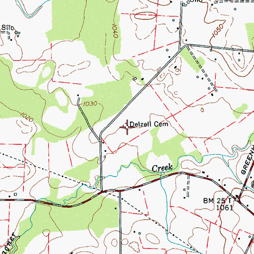 Topographic Map of Delzell Cemetery, TN