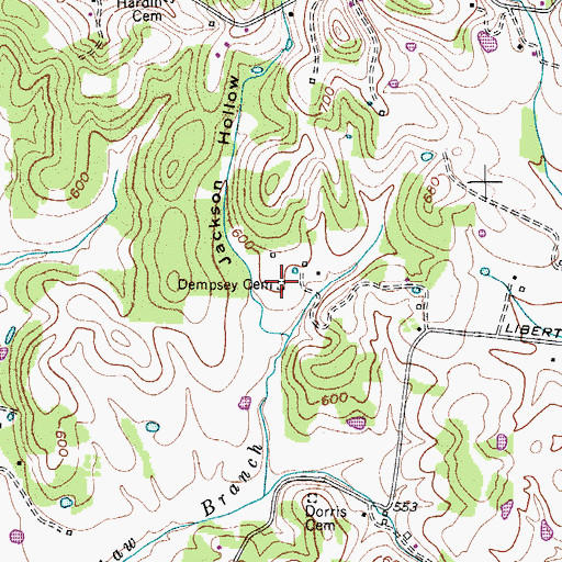 Topographic Map of Dempsey Cemetery, TN