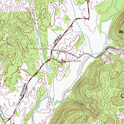 Topographic Map of Dennis Cemetery, TN