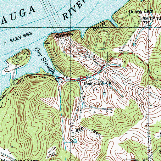 Topographic Map of Denny Hill Church, TN