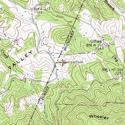 Topographic Map of Denton Cemetery, TN