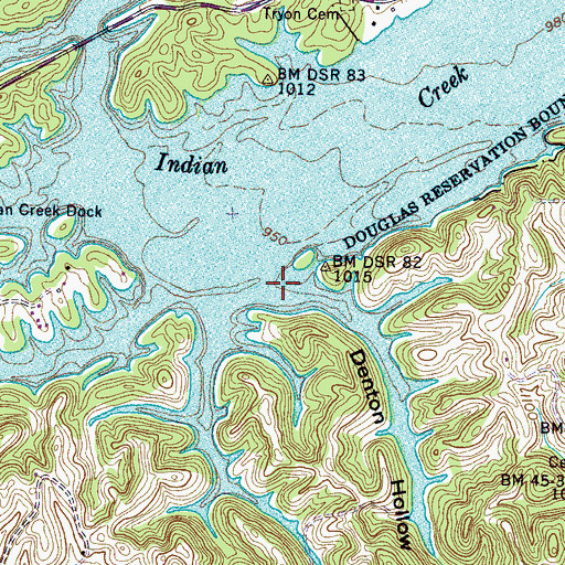 Topographic Map of Denton Hollow, TN