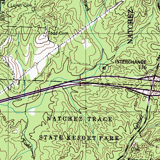 Topographic Map of Derryberry Branch, TN