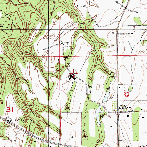 Topographic Map of Tyler Union School, AL
