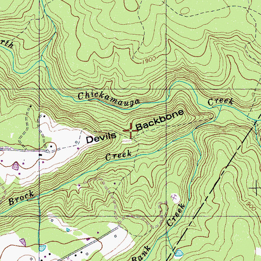 Topographic Map of Devils Backbone, TN