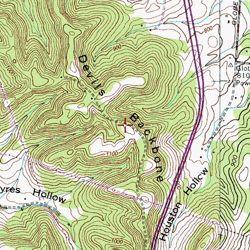 Topographic Map of Devils Backbone, TN