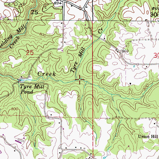 Topographic Map of Tyre Mill Creek, AL