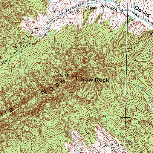 Topographic Map of Devils Nose, TN