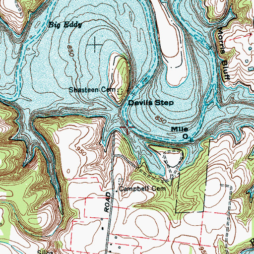 Topographic Map of Devils Step, TN