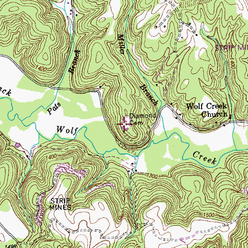 Topographic Map of Diamond Cemetery, TN