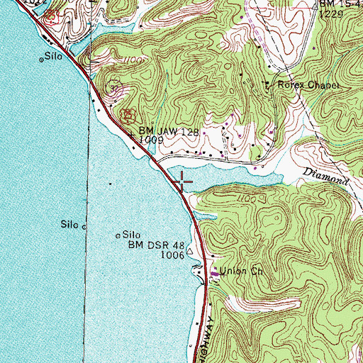 Topographic Map of Diamond Creek, TN