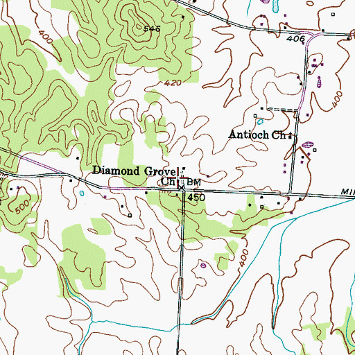 Topographic Map of Diamond Grove Church, TN